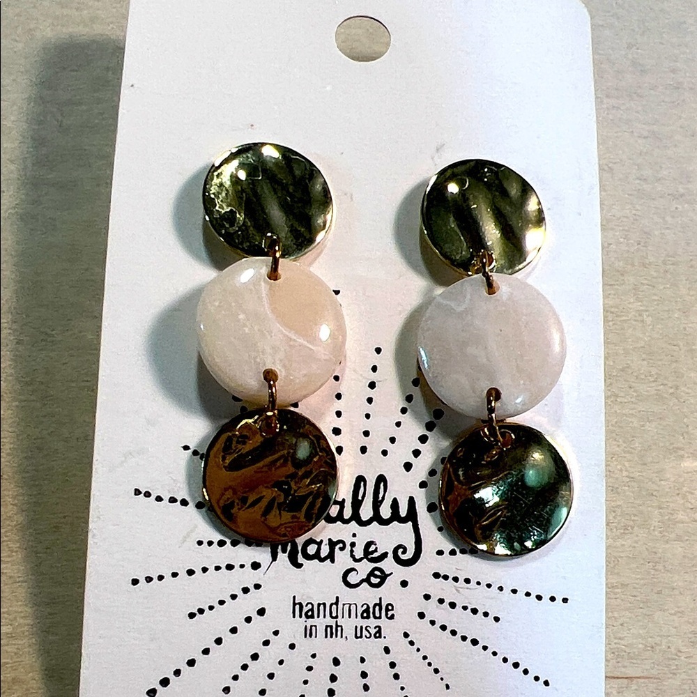 Handmade Gold and Cream Earrings